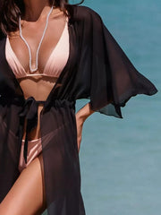 Solid Color Flutter Sleeve Cover-Up
