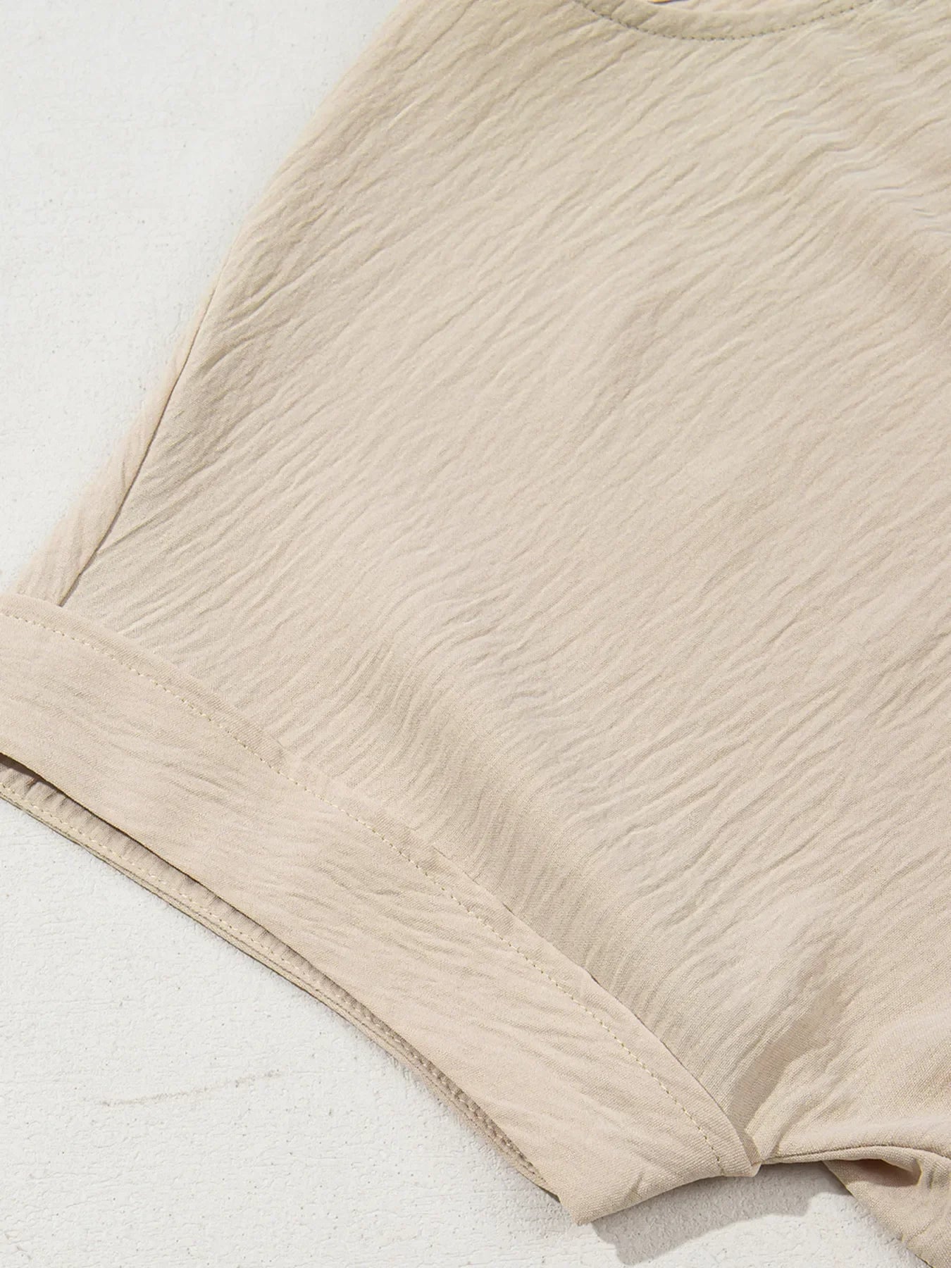 Solid Color Knotted Hem Short Sleeve Blouse