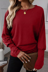 Solid Color Long Sleeve Blouse