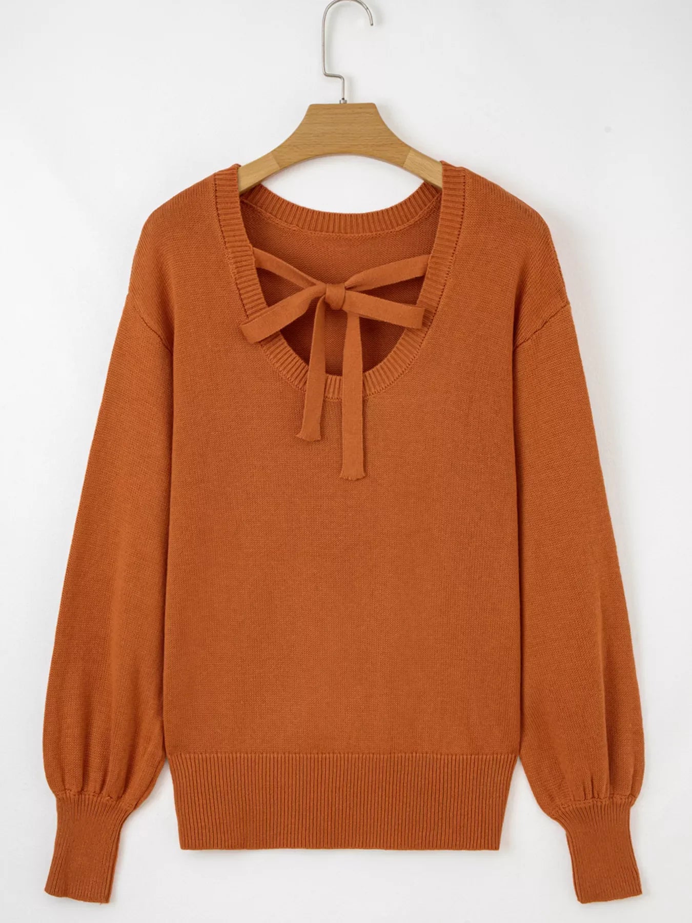 Solid Color Ribbed Trim Drop Shoulder Sweater