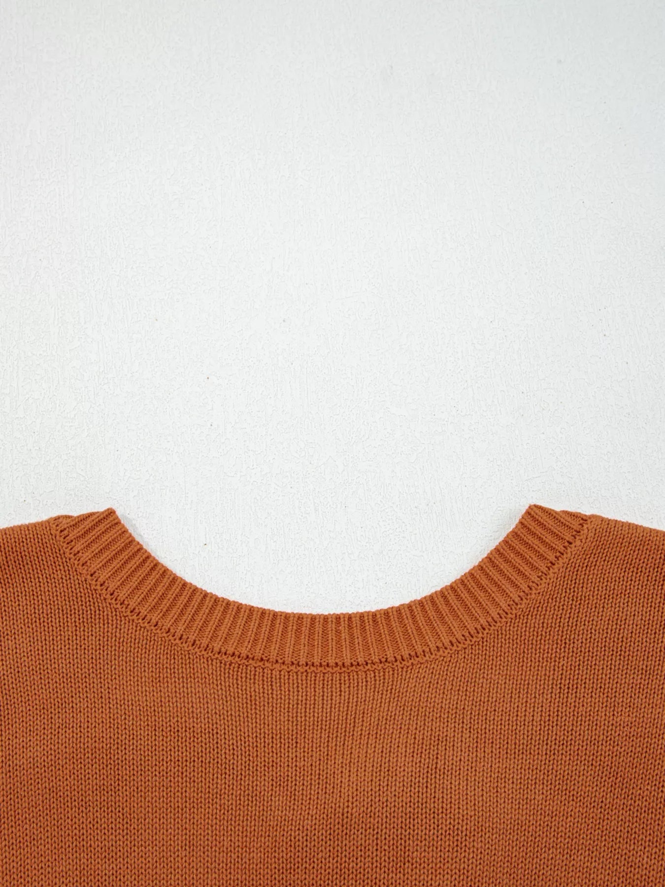 Solid Color Ribbed Trim Drop Shoulder Sweater