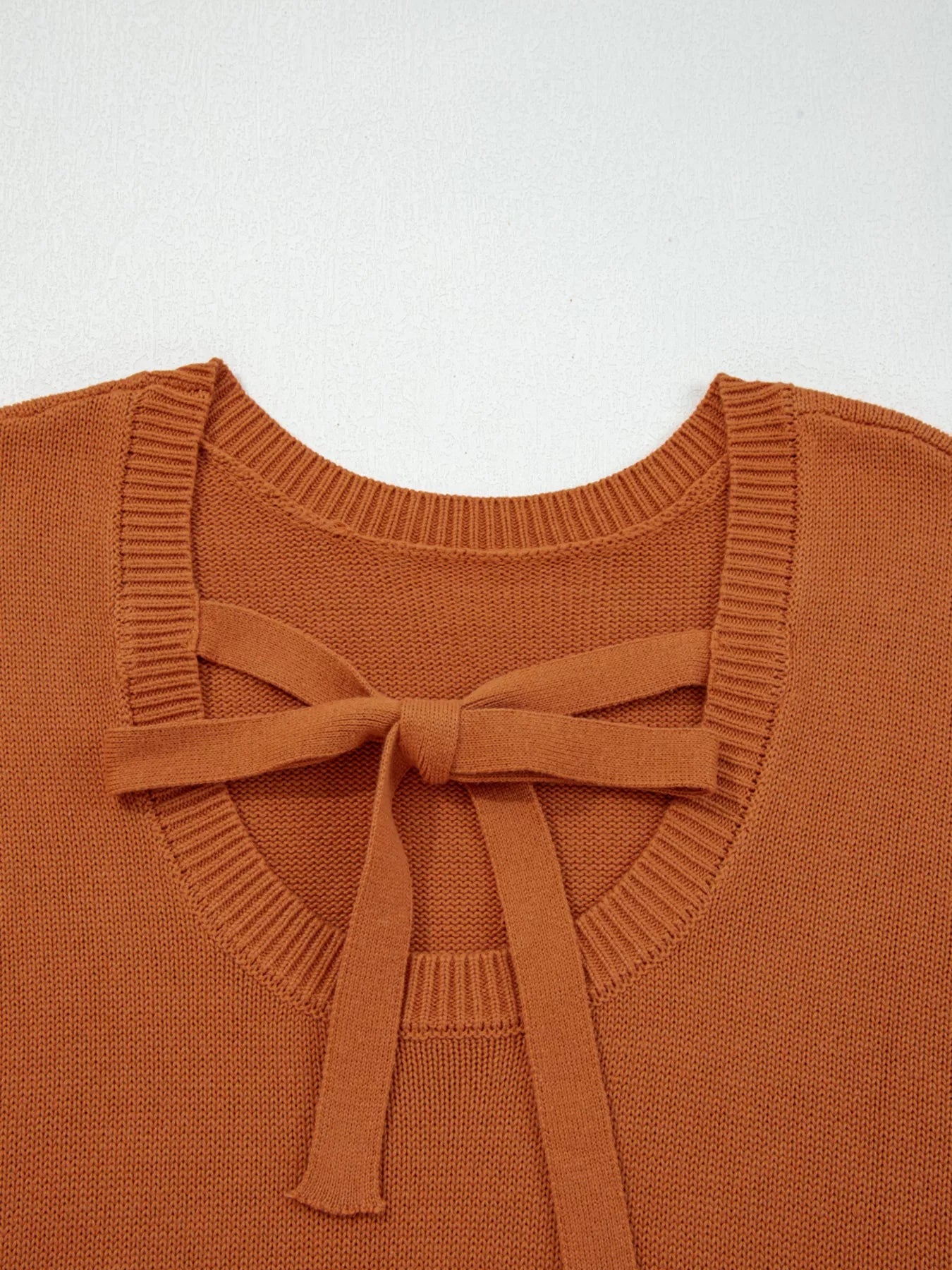 Solid Color Ribbed Trim Drop Shoulder Sweater