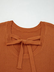 Solid Color Ribbed Trim Drop Shoulder Sweater