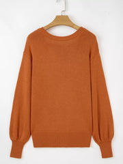Solid Color Ribbed Trim Drop Shoulder Sweater