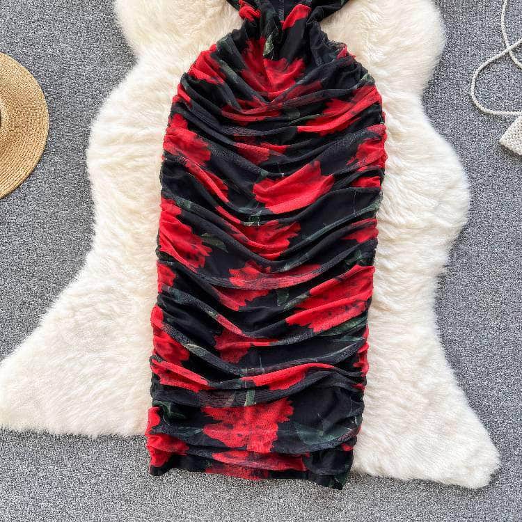 Spaghetti Strap Bustier Floral Slimfit Dress