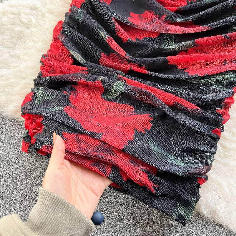 Spaghetti Strap Bustier Floral Slimfit Dress