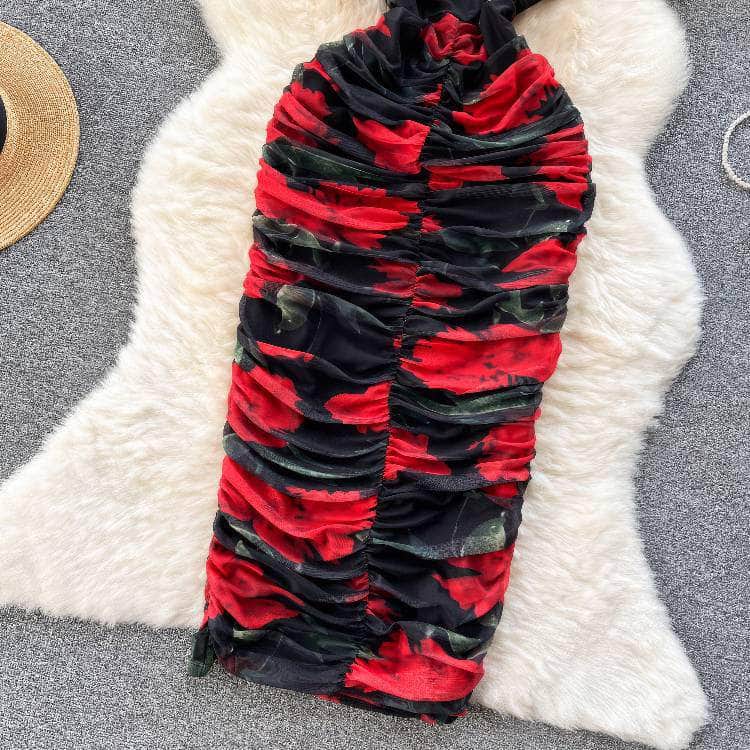 Spaghetti Strap Bustier Floral Slimfit Dress
