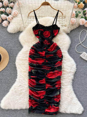 Spaghetti Strap Bustier Floral Slimfit Dress