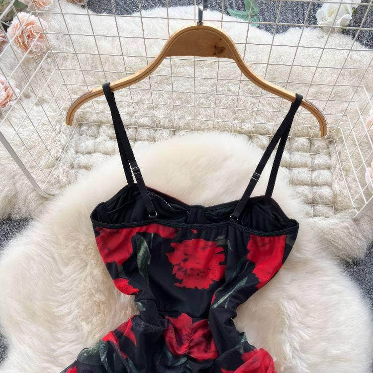 Spaghetti Strap Bustier Floral Slimfit Dress