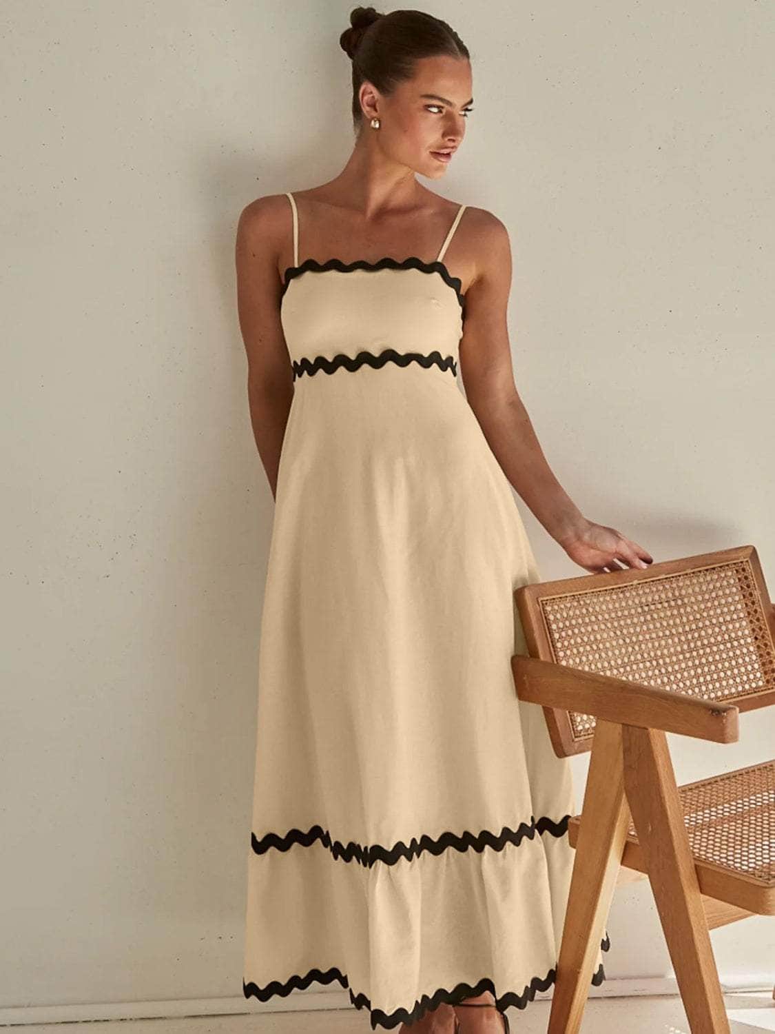 Spaghetti Strap Maxi Dress Pastel Yellow / S
