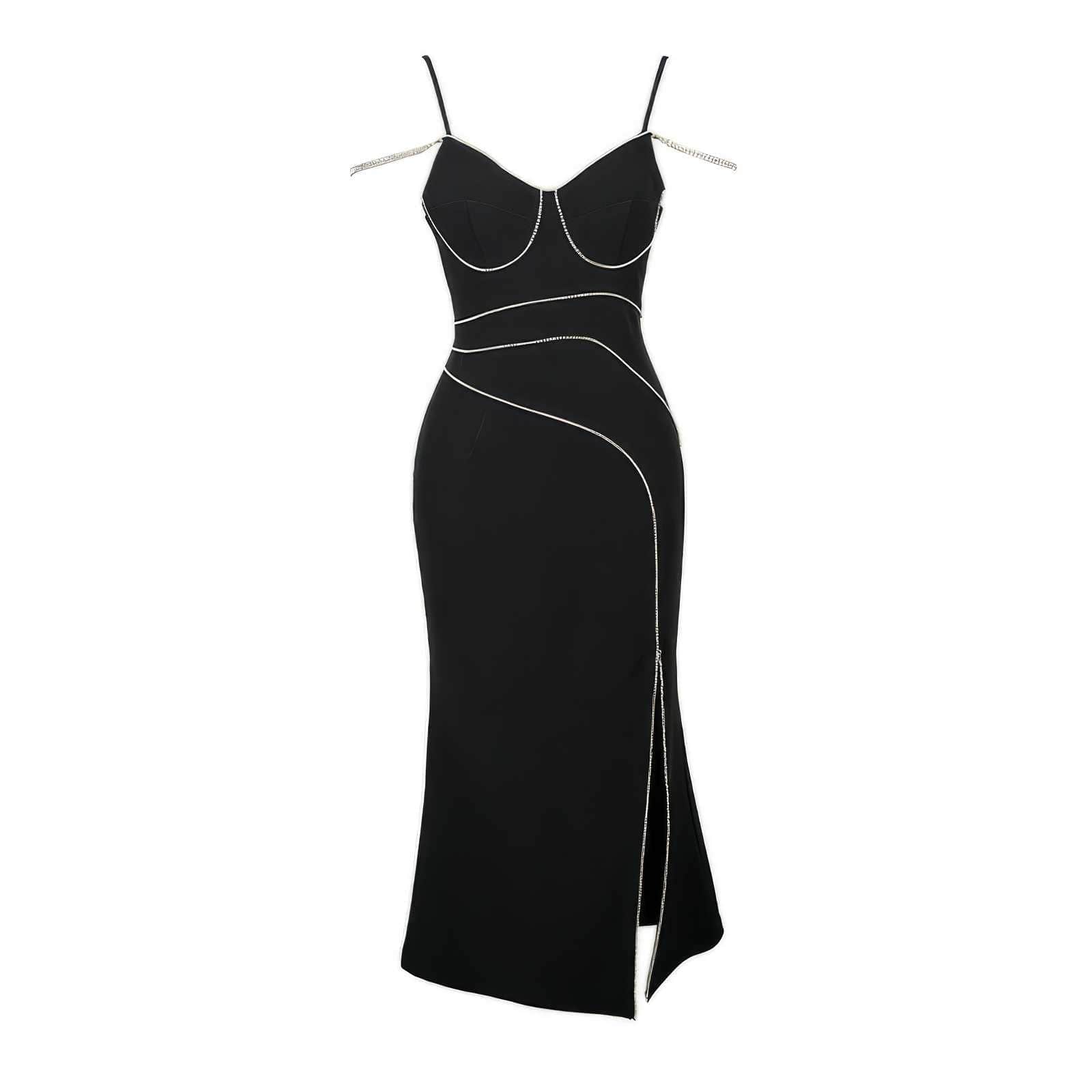 Spaghetti Strap Rhinestone Embellished Maxi Dress