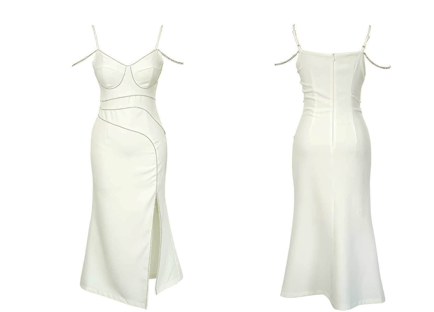 Spaghetti Strap Rhinestone Embellished Maxi Dress