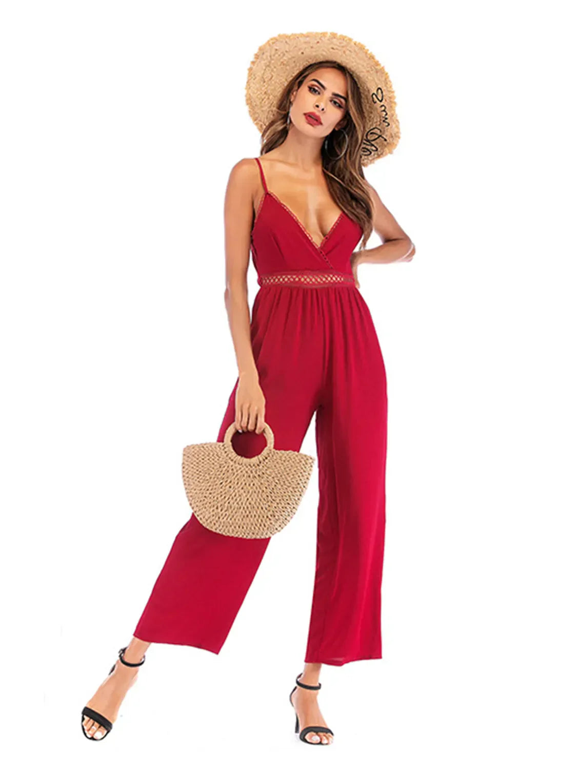 Spaghetti Strap Wide Leg Jumpsuit
