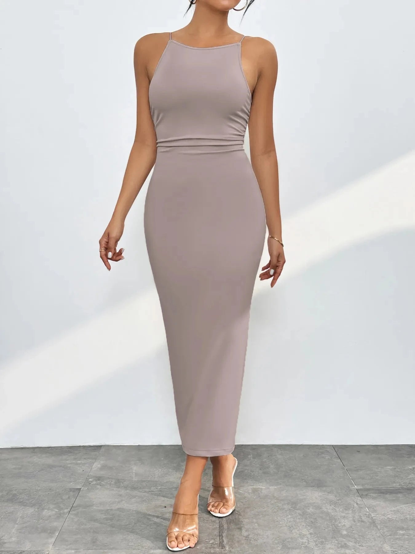 Spaghetti Straps Midi Bodycon Dress
