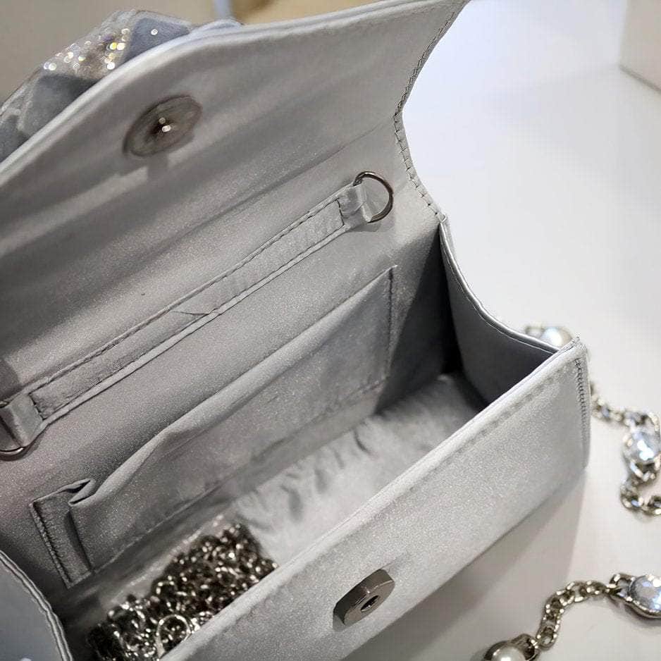 Sparkling 3D Floral Shimmery Top Handle Bag