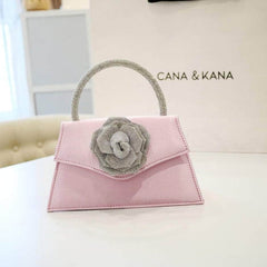 Sparkling 3D Floral Shimmery Top Handle Bag