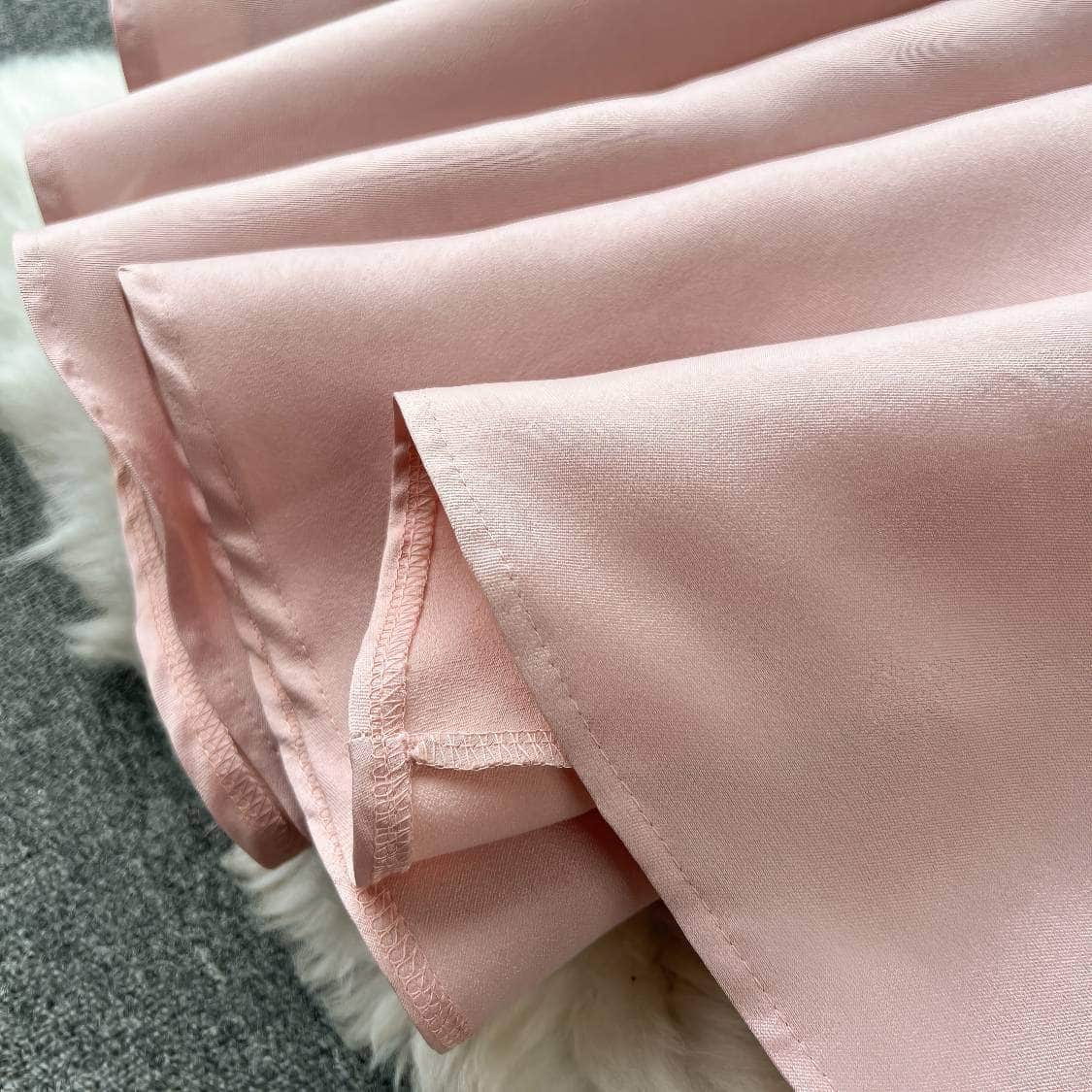 Square Neck Cami Satin Midi A-Line Dress