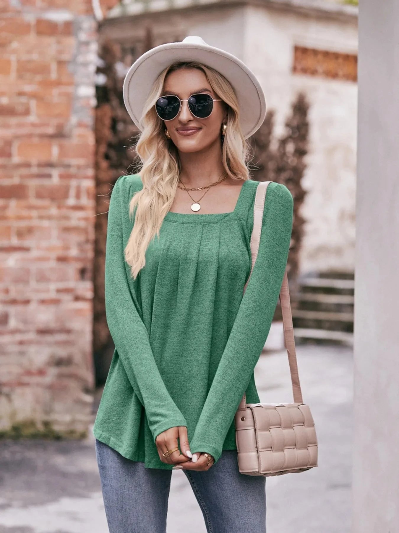 Square Neck Long Sleeve T-Shirt