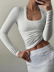 Square Neck Long Sleeve T-Shirt