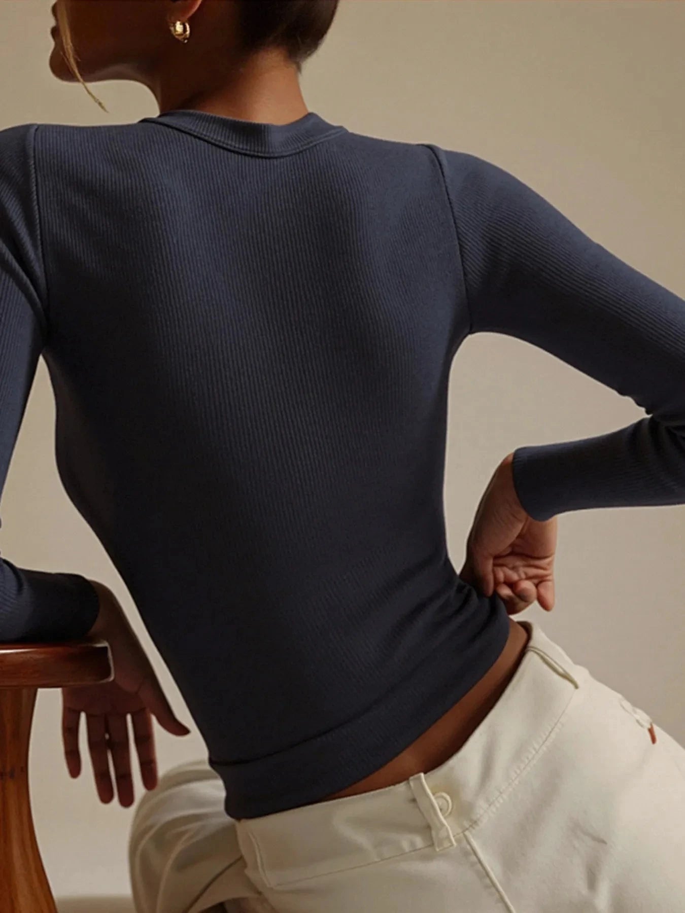 Square Neck Long Sleeve T-Shirt