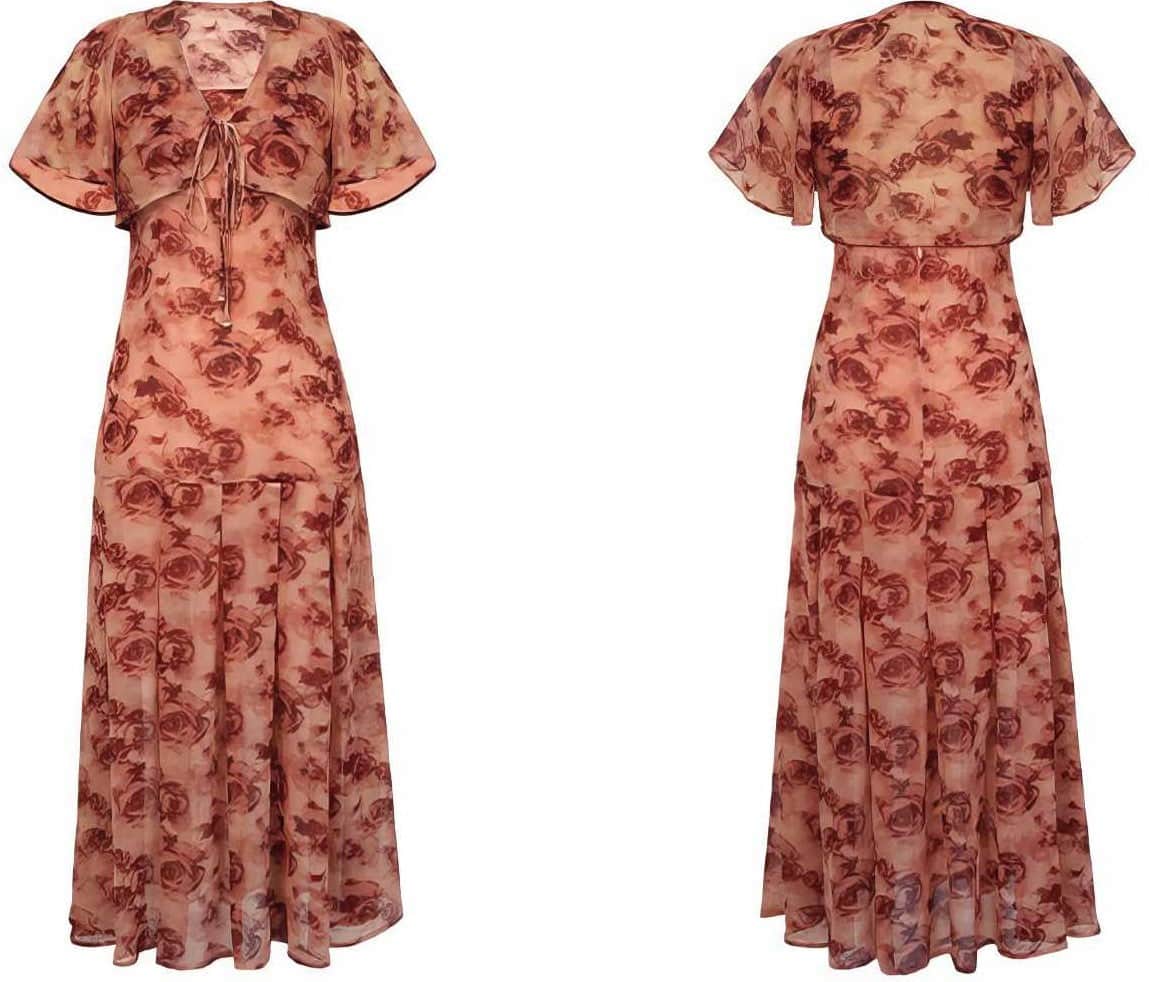 Square Neck Sleeveless Floral Vintage Dress