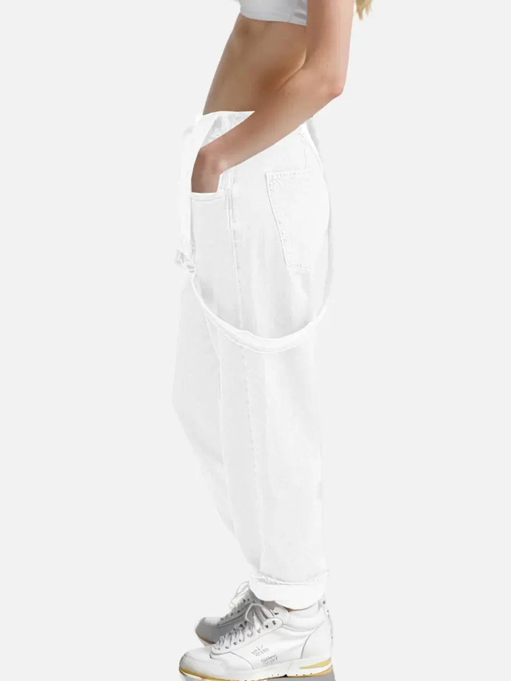 Square Neck Wide Strap Denim Overalls