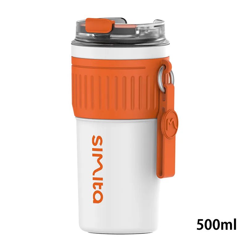 Stainless steel coffee tumbler: portable, leak-proof Orange / 330-500ml