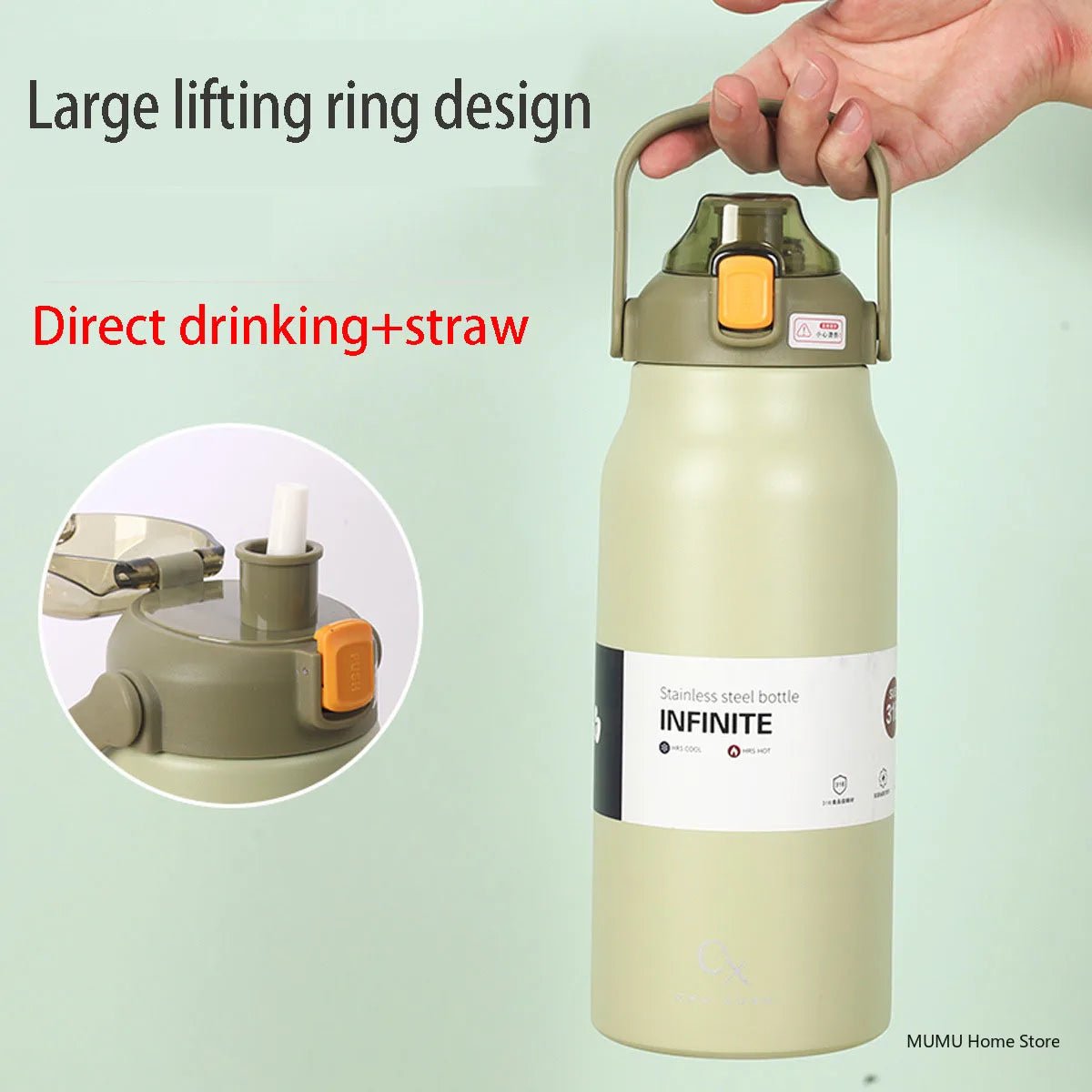 Stainless steel thermal tumbler with straw