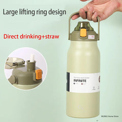 Stainless steel thermal tumbler with straw