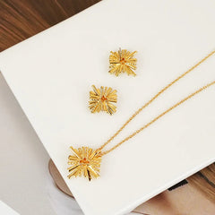 Starburst Gold-Plated Earrings and Necklace Set Gold / One Size