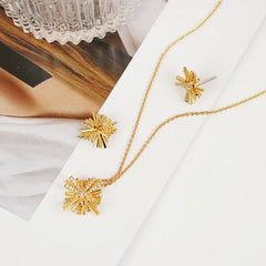 Starburst Gold-Plated Earrings and Necklace Set Gold / One Size