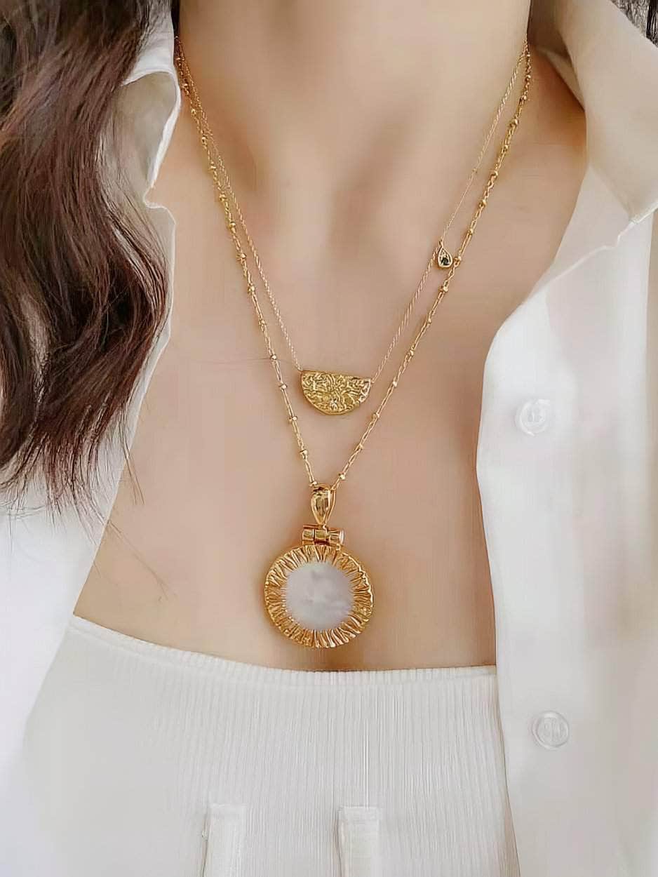Statement Pendant Opal Accented Medallion Necklace Gold / Necklace
