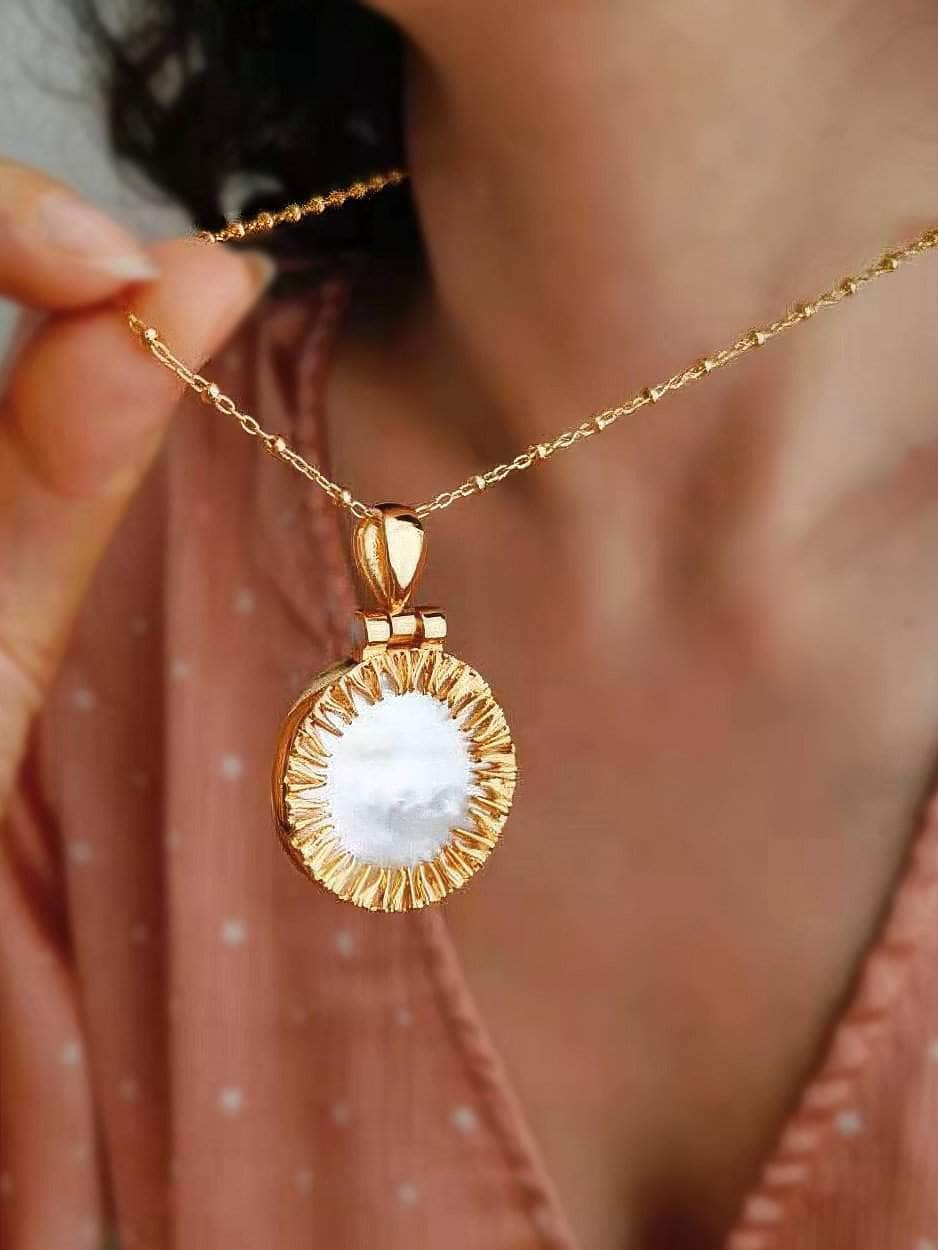 Statement Pendant Opal Accented Medallion Necklace Gold / Necklace