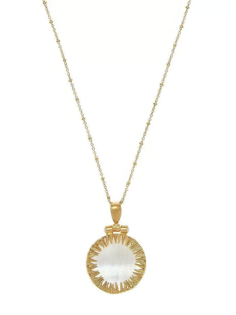 Statement Pendant Opal Accented Medallion Necklace Gold / Necklace