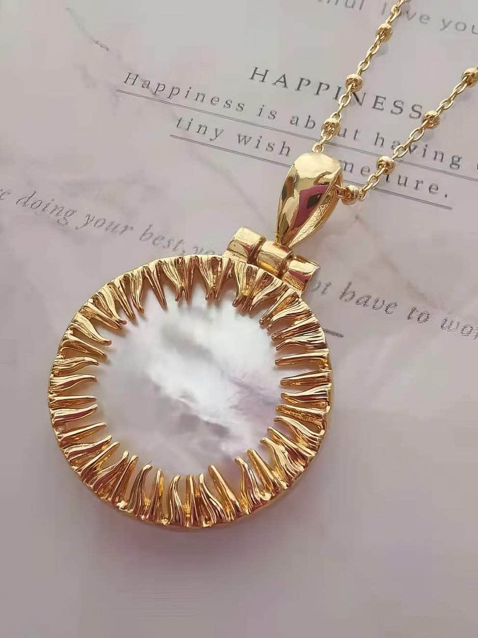 Statement Pendant Opal Accented Medallion Necklace Gold / Necklace