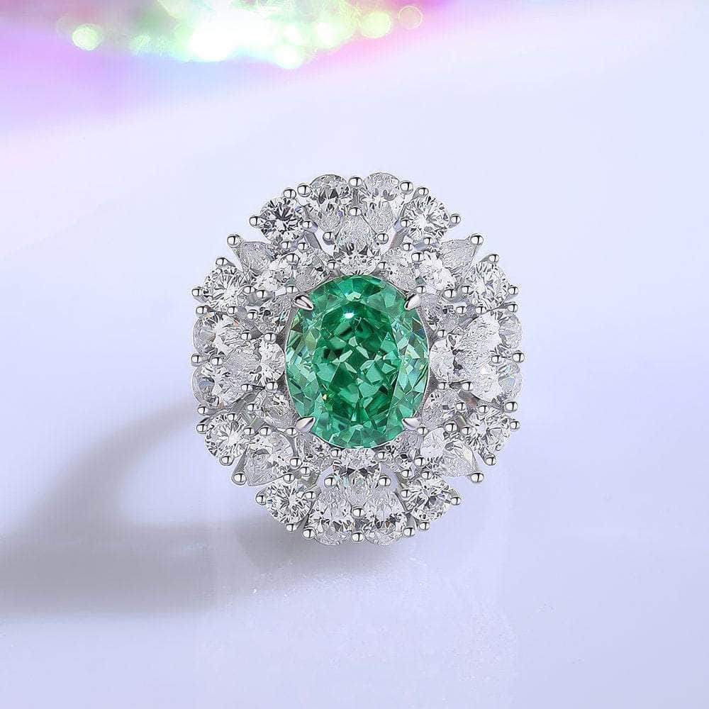 Sterling Silver Diamante Paved Crystal Oval Ring