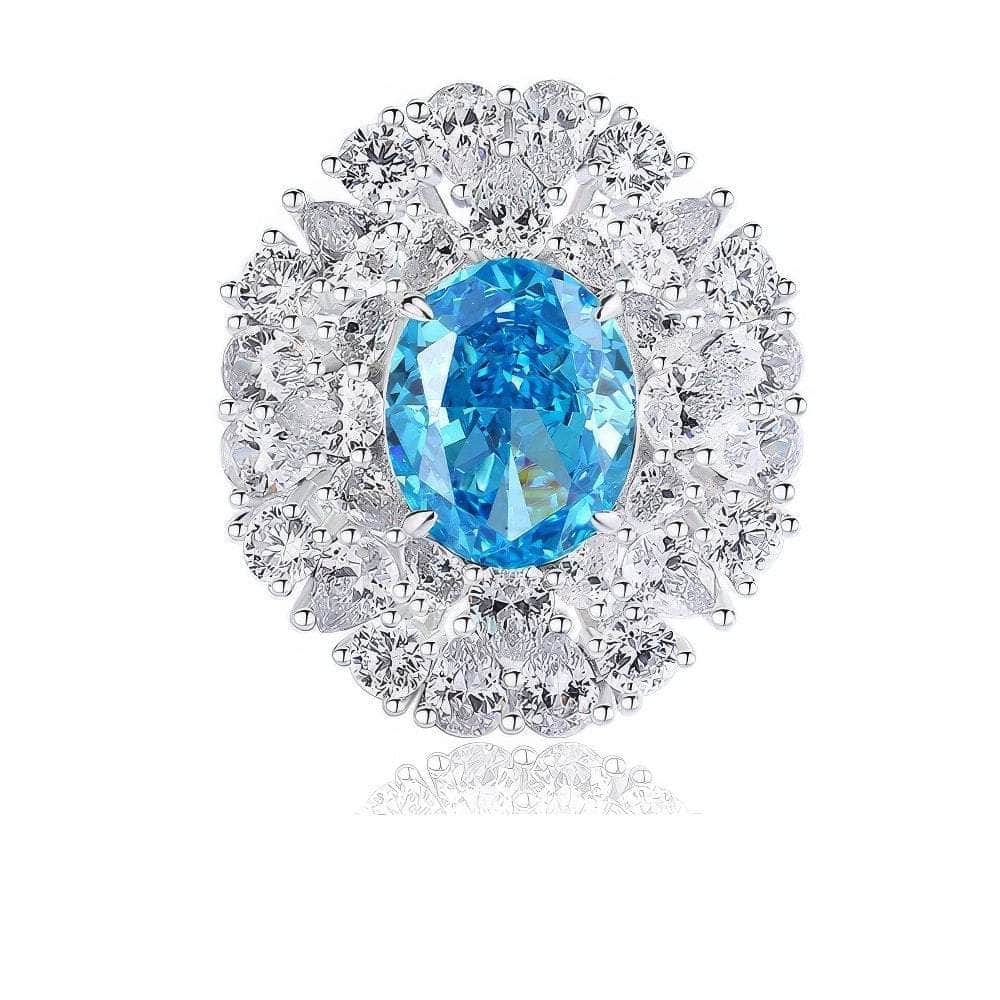 Sterling Silver Diamante Paved Crystal Oval Ring