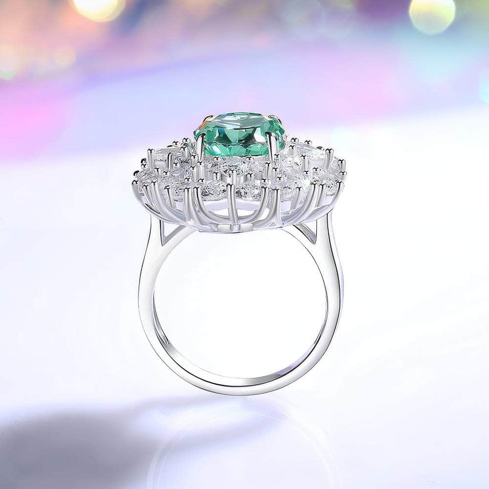 Sterling Silver Diamante Paved Crystal Oval Ring