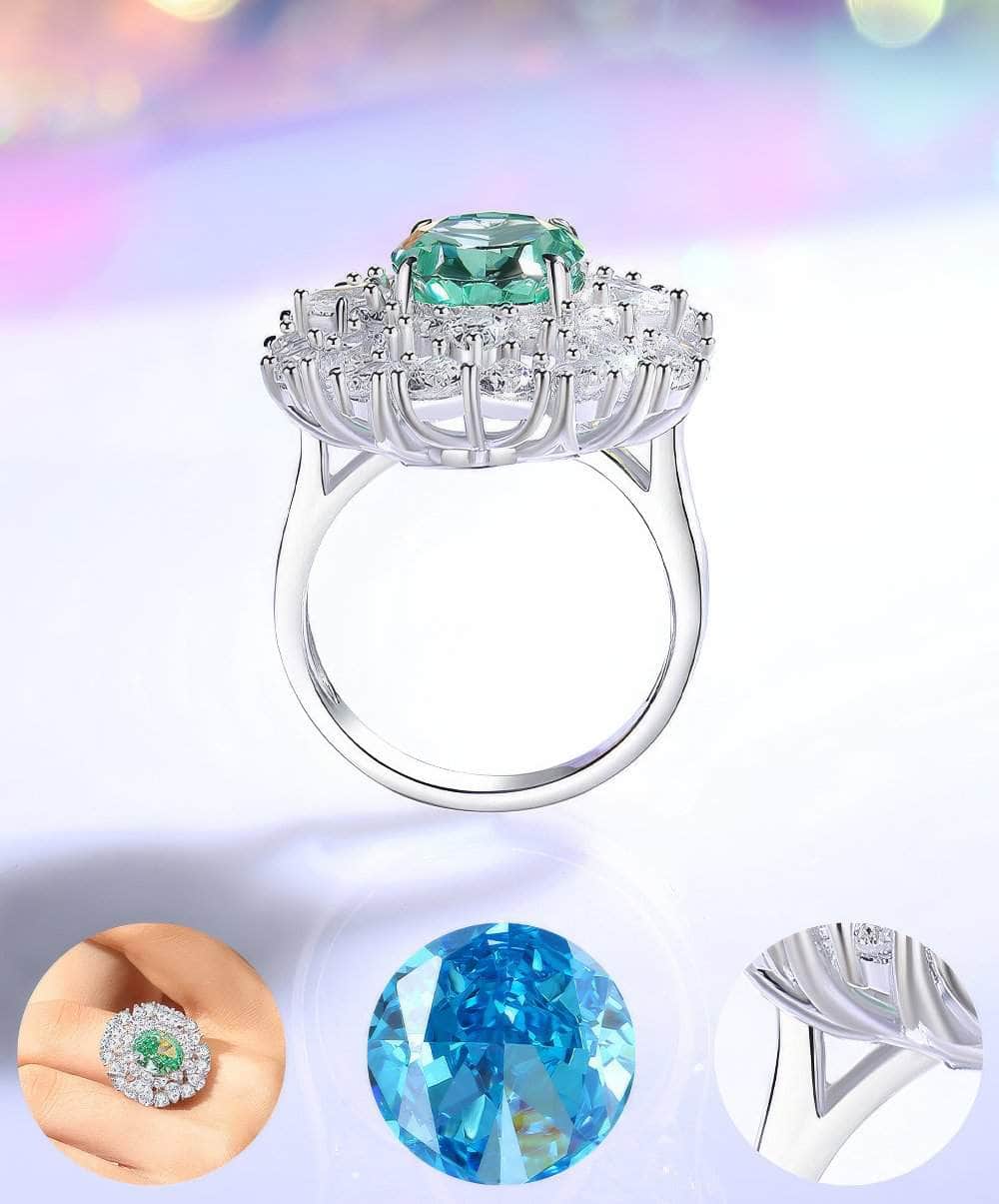 Sterling Silver Diamante Paved Crystal Oval Ring