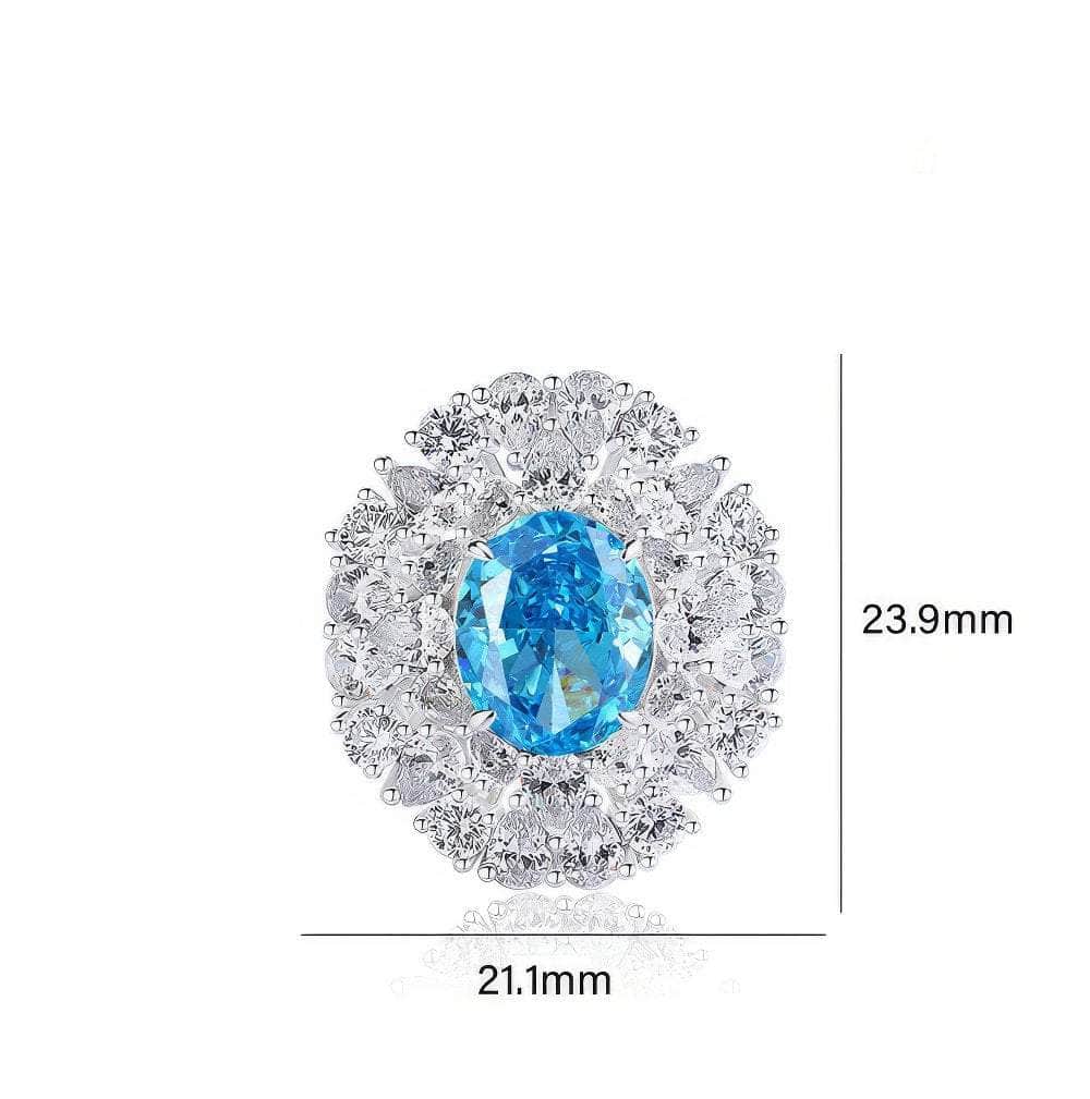 Sterling Silver Diamante Paved Crystal Oval Ring