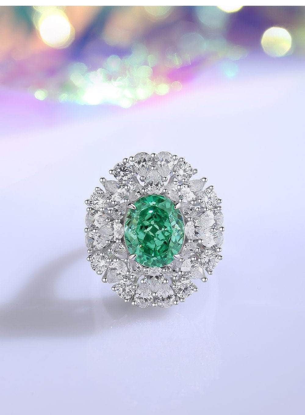 Sterling Silver Diamante Paved Crystal Oval Ring