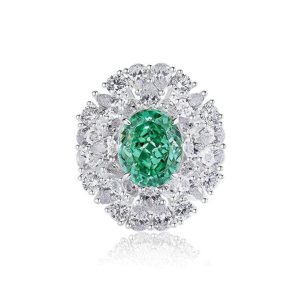 Sterling Silver Diamante Paved Crystal Oval Ring 6 US / Paraiba
