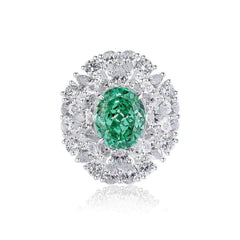 Sterling Silver Diamante Paved Crystal Oval Ring 6 US / Paraiba