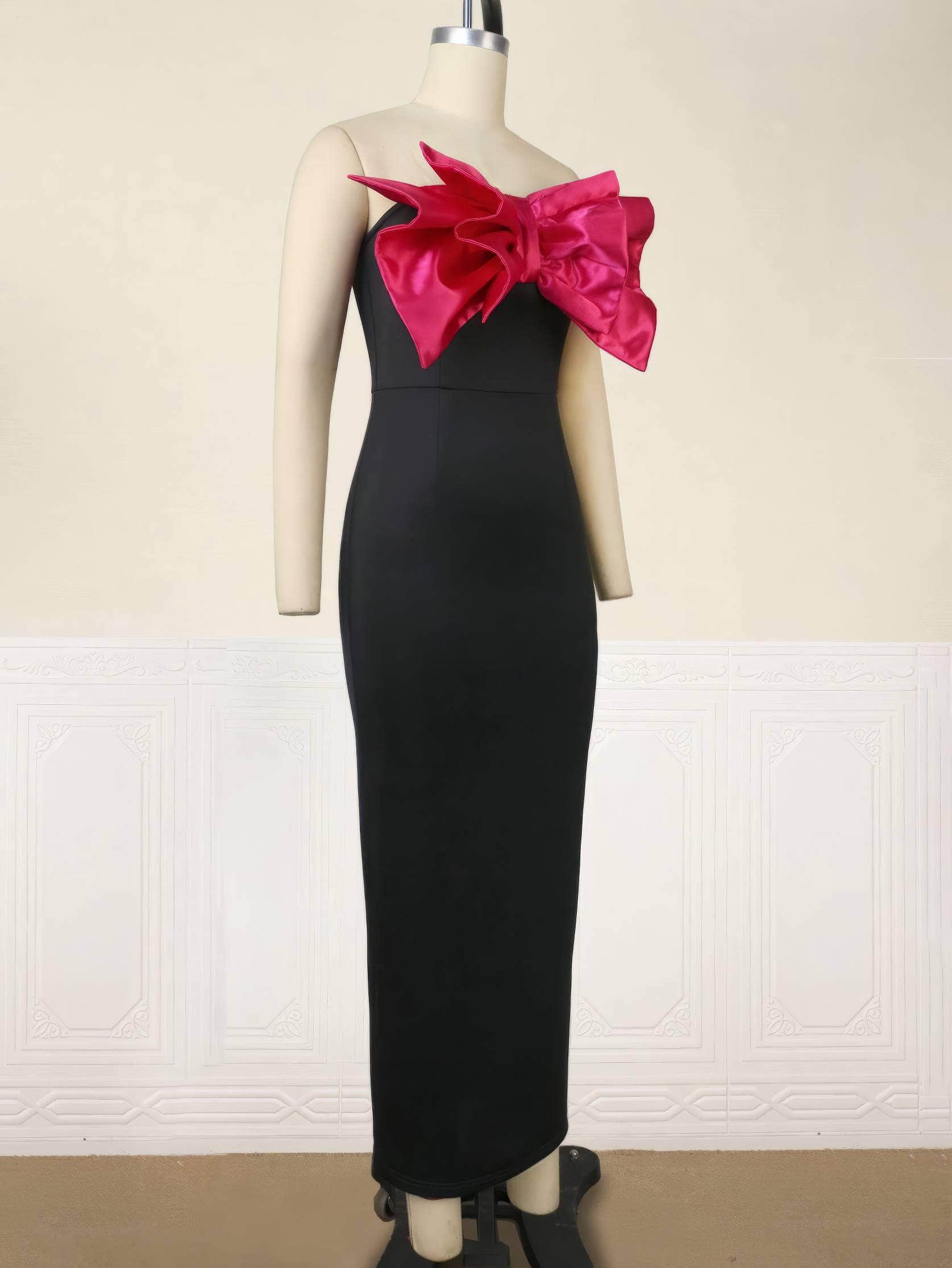 Strapless Big Bow Tube Bodycon Dress