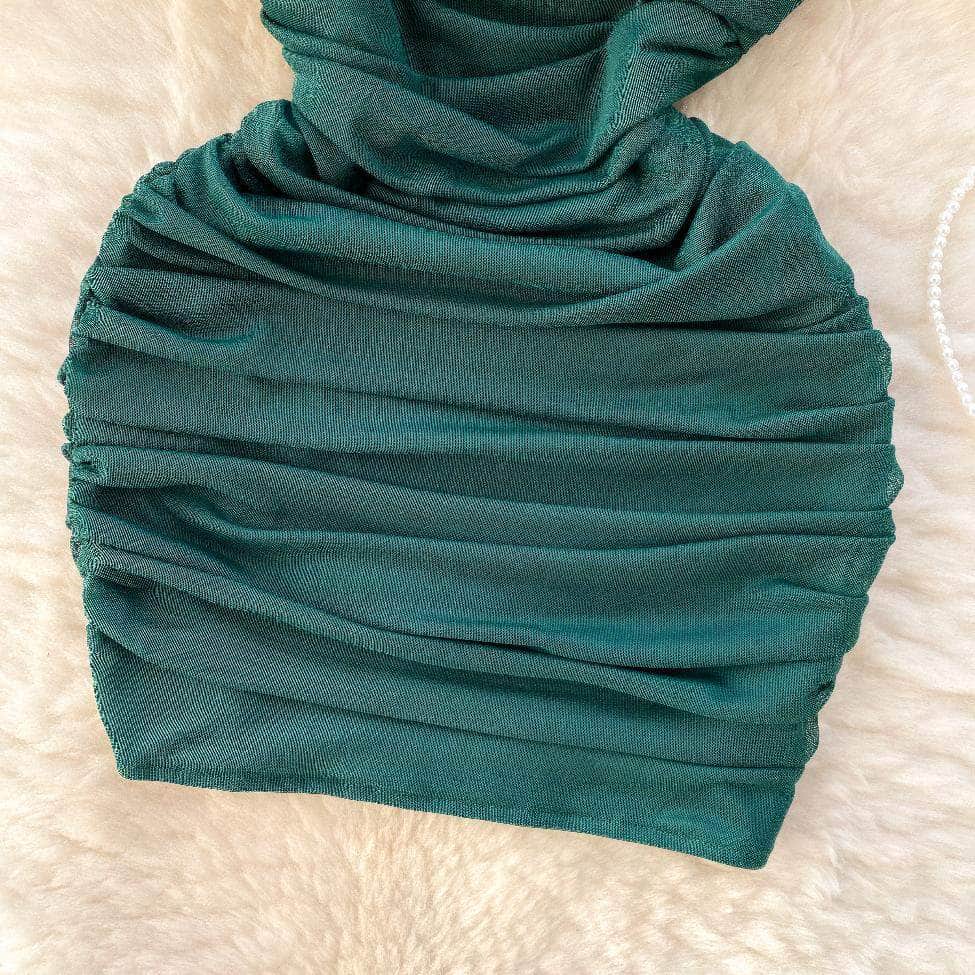 Strapless Bustier Ruched Mini Mesh Bodycon Dress