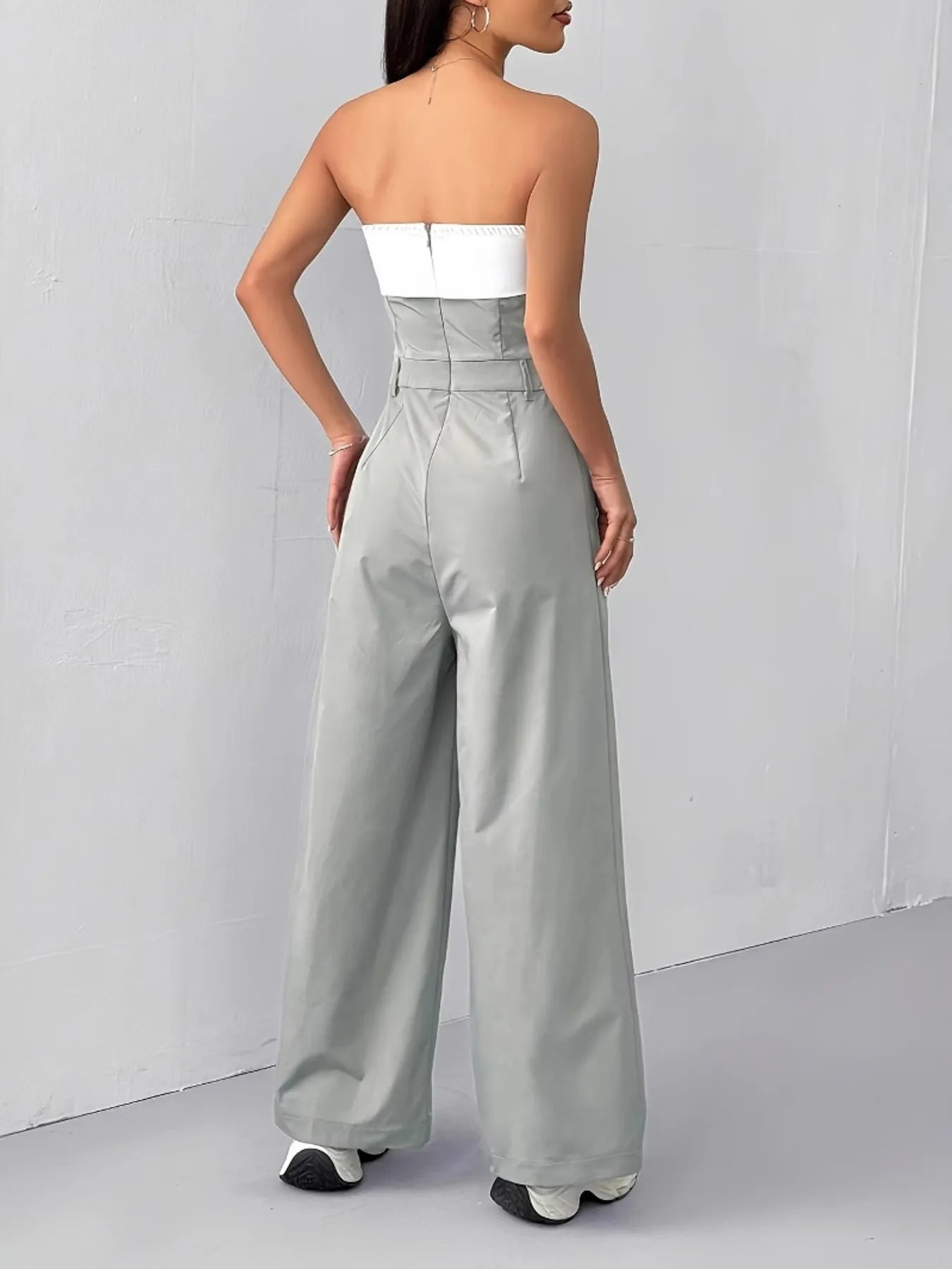 Strapless Color Block Wide Leg Jumpsuit