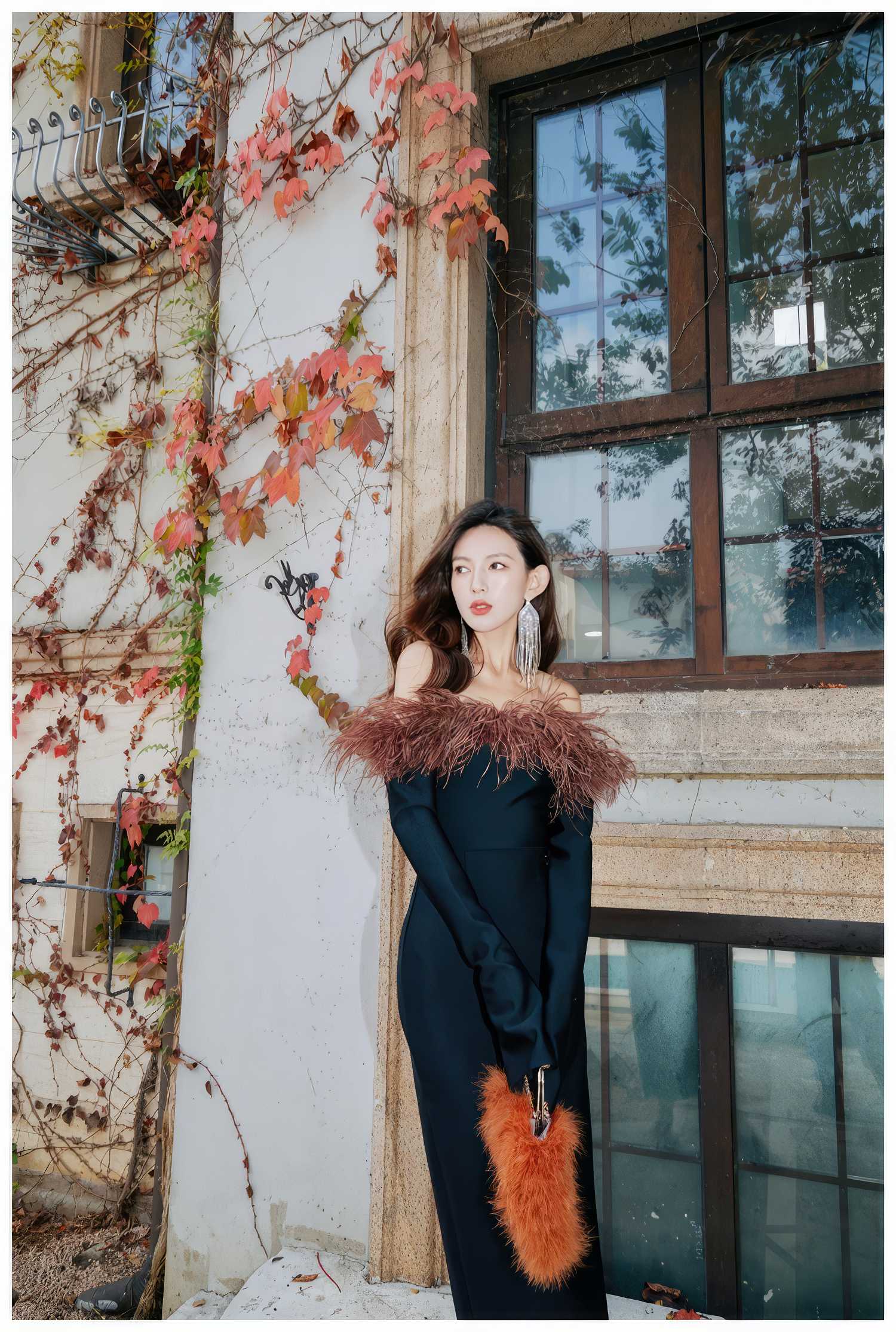 Strapless Off-Shoulder Feather Trimmed Dress