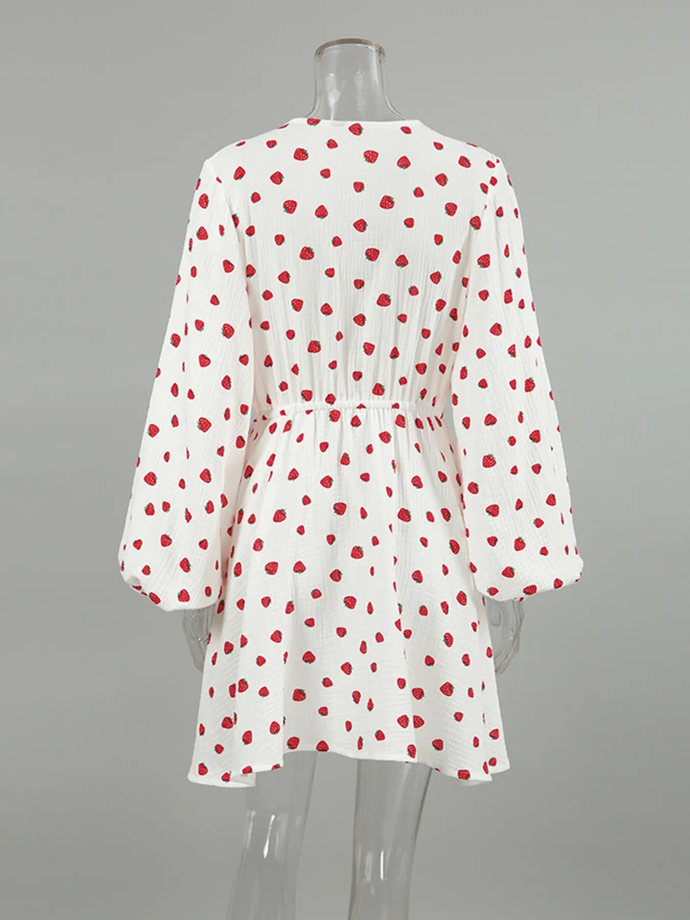 Strawberry Print Long Sleeve Mini Dress