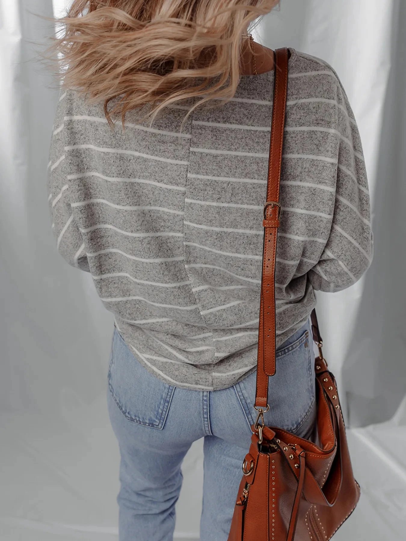 Stripe Dolman Sleeve Drop Shoulder Top