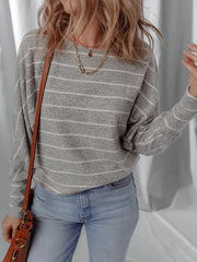 Stripe Dolman Sleeve Drop Shoulder Top